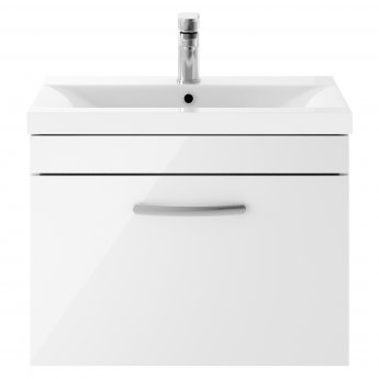 Nuie Athena Wall Hung 1-Drawer Vanity Unit with Basin-1 600mm Wide - Gloss White