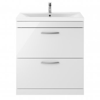 Nuie Athena Floor Standing 2-Drawer Vanity Unit with Basin-3 800mm Wide - Gloss White