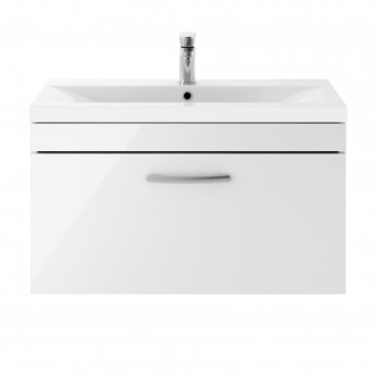 Nuie Athena Wall Hung 1-Drawer Vanity Unit with Basin-3 800mm Wide - Gloss White