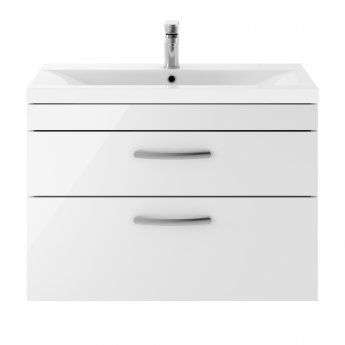 Nuie Athena Wall Hung 2-Drawer Vanity Unit with Basin-3 800mm Wide - Gloss White