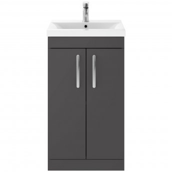 Nuie Athena Floor Standing 2-Door Vanity Unit with Basin-2 500mm Wide - Gloss Grey