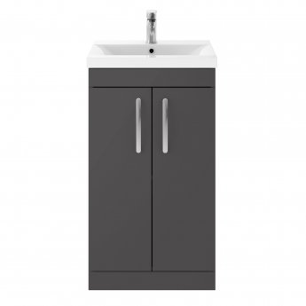 Nuie Athena Floor Standing 2-Door Vanity Unit with Basin-3 500mm Wide - Gloss Grey