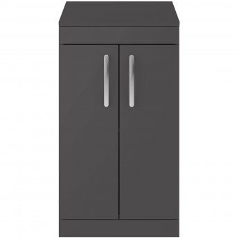 Nuie Athena Floor Standing 2-Door Vanity Unit and Worktop 500mm Wide - Gloss Grey