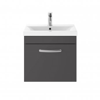 Nuie Athena Wall Hung 1-Drawer Vanity Unit with Basin-3 500mm Wide - Gloss Grey