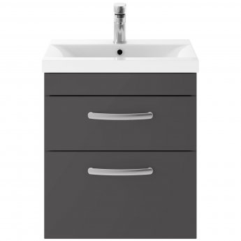Nuie Athena Wall Hung 2-Drawer Vanity Unit with Basin-1 500mm Wide - Gloss Grey | Product Image