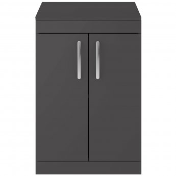 Nuie Athena Floor Standing 2-Door Vanity Unit and Worktop 600mm Wide - Gloss Grey