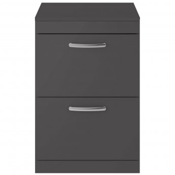 Nuie Athena Floor Standing 2-Drawer Vanity Unit and Worktop 600mm Wide - Gloss Grey