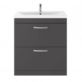 Nuie Athena Floor Standing 2-Drawer Vanity Unit with Basin-3 800mm Wide - Gloss Grey