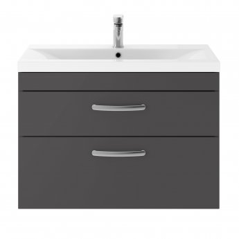 Nuie Athena Wall Hung 2-Drawer Vanity Unit with Basin-3 800mm Wide - Gloss Grey