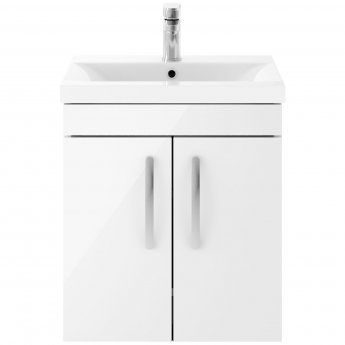Nuie Athena Wall Hung 2-Door Vanity Unit with Basin-2 500mm Wide - Gloss White