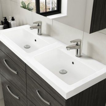 Nuie Athena Wall Hung 2-Drawer Vanity Unit with Double Basin 1200mm Wide - Gloss White