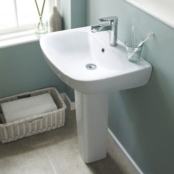 Nuie Ava Basin and Full Pedestal 545mm Wide - 1 Tap Hole