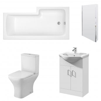 Nuie Ava Complete Furniture Suite with Vanity Unit and L-Shaped Shower Bath 1700mm LH