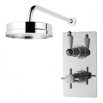 Nuie Beaumont Twin Shower Valve Rectangular Plate with Fixed Head and Arm