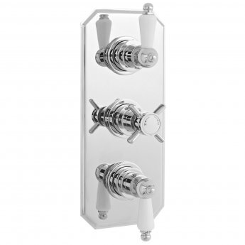 Nuie Traditional Triple Concealed Shower Valve with Slide Rail Kit and Fixed Shower Head - Chrome