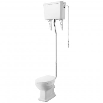 Nuie Carlton Traditional Bathroom Suite High Level Toilet 560mm Basin - 2 Tap Hole