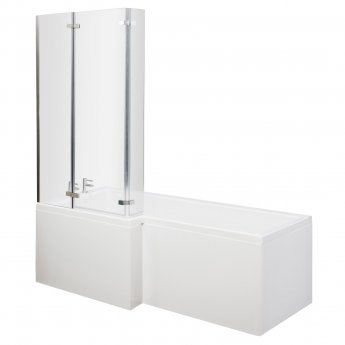 Nuie Cove L-Shaped Shower Bath Hinged Screen 1700mm x 700mm/850mm - Left Handed