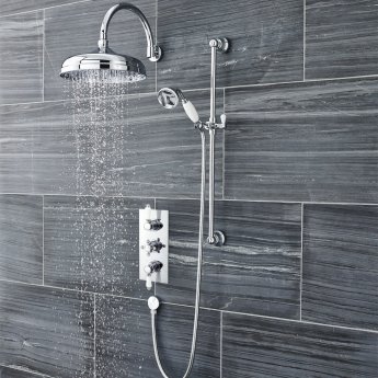 Nuie Edwardian Concealed Shower Mixer with Slider Rail Kit and Fixed Head - Chrome
