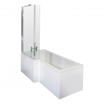 Nuie Square L-Shaped Shower Bath with Front Panel and Screen 1500mm x 700mm/850mm - Left Handed