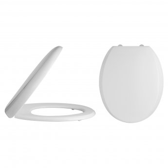 Nuie Luxury Round Thermoplastic Toilet Seat with Soft Close Hinges - White