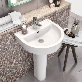 Nuie Marlow Bathroom Suite Close Coupled Toilet and Basin - 1 Tap Hole
