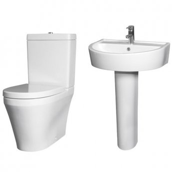 Nuie Marlow Bathroom Suite Close Coupled Toilet and Basin - 1 Tap Hole