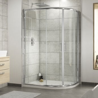 Nuie Pacific Offset Quadrant Shower Enclosure 1200mm x 800mm with Tray RH - 6mm Glass