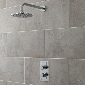 Nuie Quest Rectangular Concealed Shower Mixer with LED Fixed Head and Diverter - Chrome | Product Image