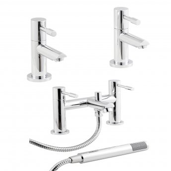 Nuie Series 2 Basin Taps and Bath Shower Mixer Tap Pillar Mounted - Chrome