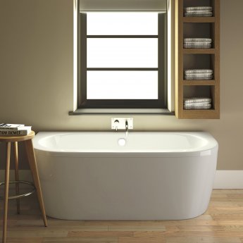 Nuie Shingle Double Ended Back to Wall Bath with Panel 1700mm x 750mm - White