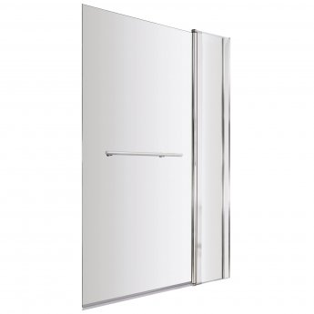 Nuie Pacific Square Hinged Bath Screen with Fixed Panel and Towel Bar 1433mm H x 998mm W - 6mm Glass