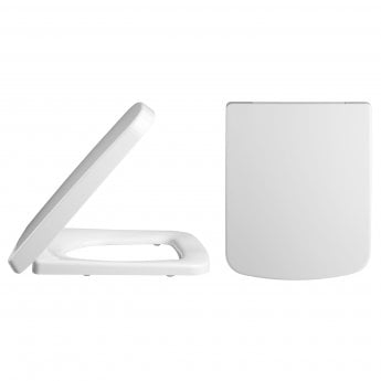 Nuie Square Thermoplastic Toilet Seat with Soft Close Quick Release Hinges - White