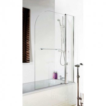 Nuie Pacific Round Top Hinged Bath Screen with Fixed Panel and Towel Bar 1433mm H x 998mm W - 6mm Glass