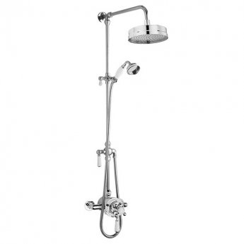 Nuie Traditional Dual Exposed Shower Valve and Rigid Riser Kit with Diverter - Chrome
