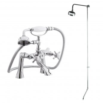 Nuie Traditional 1/2 Bath Shower Mixer with Fixed Head + Tap Spout
