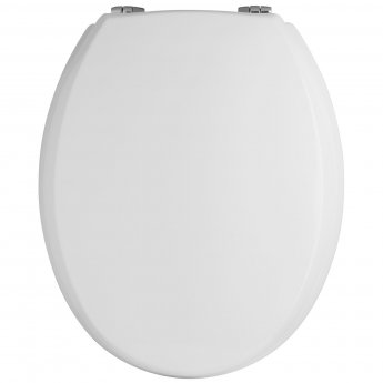 Nuie Traditional Wooden Toilet Seat with Chrome Hinges - White