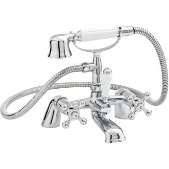 Nuie Viscount Small Handset Bath Shower Mixer Tap Pillar Mounted - Chrome