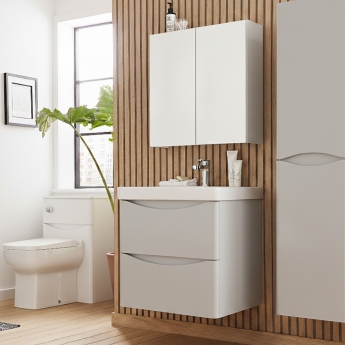 Prestige Arc Wall Mounted 2-Drawer Vanity Unit with Basin 600mm Wide - Matt Cashmere