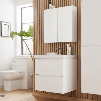 Prestige Arc Wall Mounted 2-Drawer Vanity Unit with Basin 600mm Wide - Gloss White