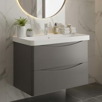 Prestige Arc 800mm 2-Drawer Wall Hung Vanity Unit | Product Image