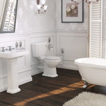 Prestige Astley Close Coupled Toilet with Cistern - Wooden Soft Close Seat