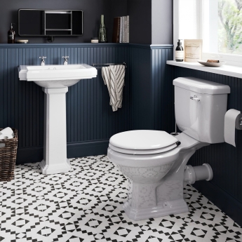 Prestige Astley Traditional Close Coupled Toilet with Lever Cistern (inc White Soft Close Seat) | Product Image