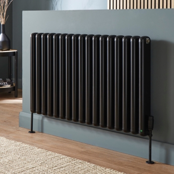 Prestige Calgary Horizontal Aluminium Radiator 600mm H x 1360mm W - Black | Product Image