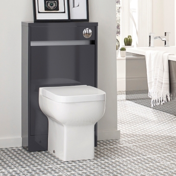 Prestige City Back to Wall Toilet WC Unit 494mm Wide - Storm Grey Gloss | Product Image