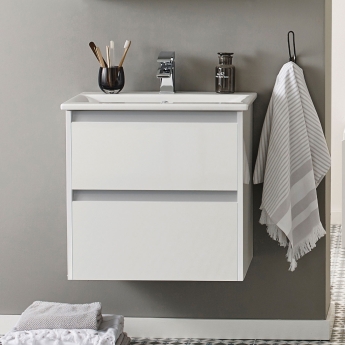 Prestige City 2-Drawer Wall Hung Vanity Unit with Basin 800mm Wide - White | Product Image