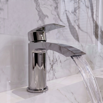Prestige Curve Mini Mono Basin Mixer Tap with Clicker Waste - Chrome | Product Image