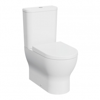 Prestige Eklipse Round Closed Back Close Coupled Rimless Toilet With Push Button Cistern - Soft Close Seat | Product Image