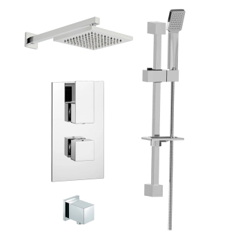 Prestige Element Option 3 Thermostatic Concealed Shower Valve with Adjustable Slide Rail Kit and Fixed Head - Chrome | Product Image