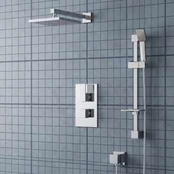 Prestige Element Option 3 Thermostatic Concealed Shower Valve with Adjustable Slide Rail Kit and Fixed Head - Chrome | Product Image