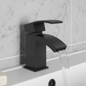 Prestige Fiuto Nero Basin Mixer Tap with Click Clack Waste - Black